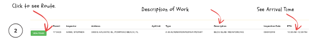 Inspection detail card