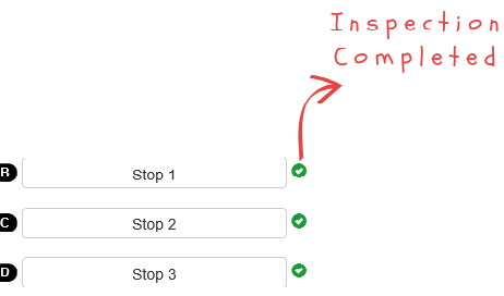 Completed stop marked with a green check